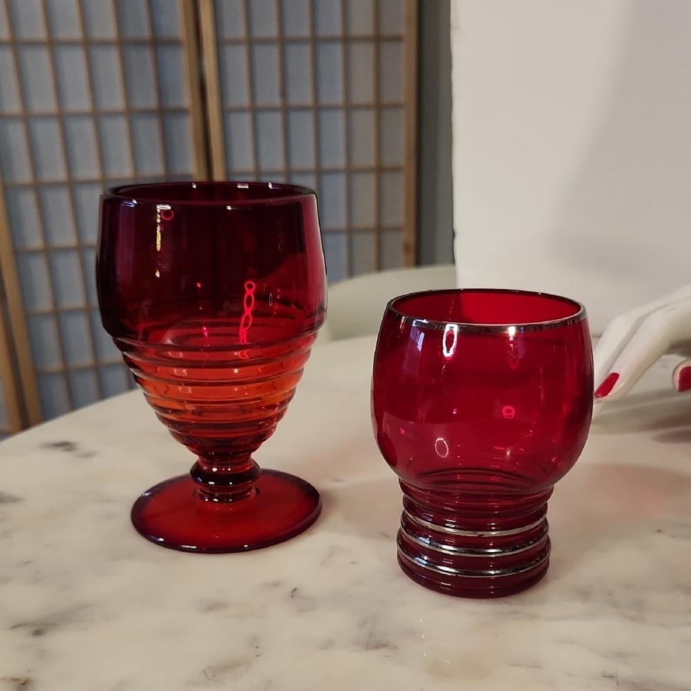 Vintage | Padeh City Penny Line | Shaeffer Ruby Imperial Glass Lot of 2